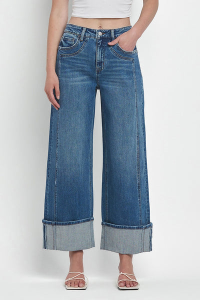 holly high rise cuffed wide leg jeans | joysome