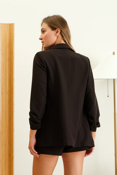 set the standard quarter sleeve blazer | black