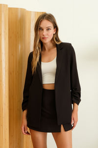 set the standard quarter sleeve blazer | black