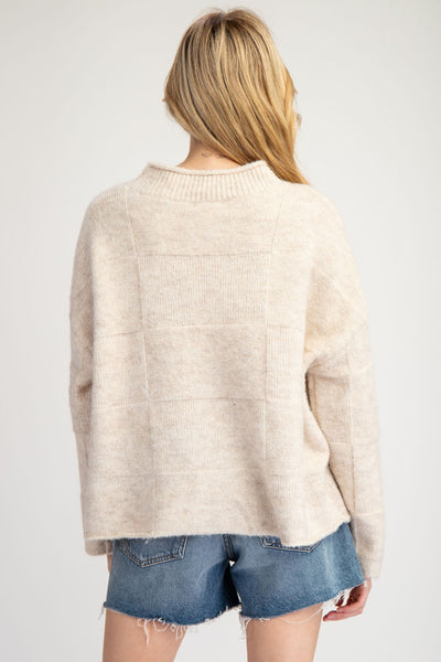 weigh your options check sweater | oatmeal