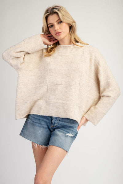 weigh your options check sweater | oatmeal