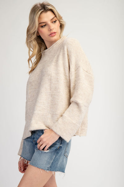 weigh your options check sweater | oatmeal