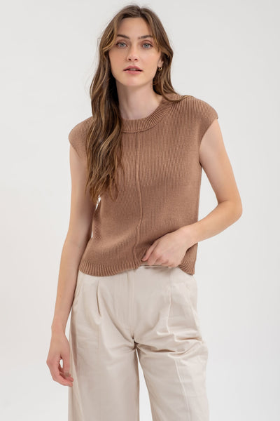 be good to me sleeveless sweater | tan