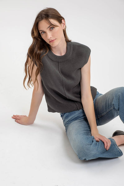 be good to me sleeveless sweater | moss green
