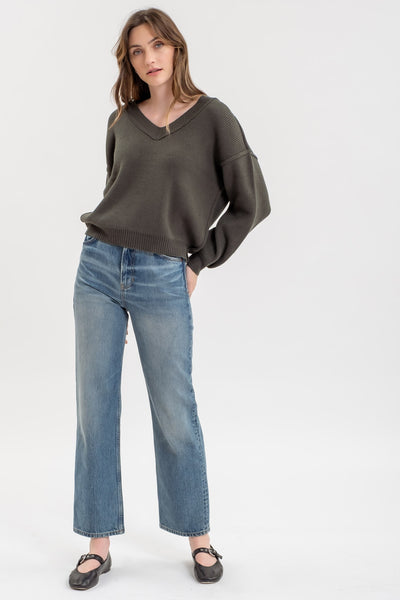 cross your mind knit sweater | hunter green
