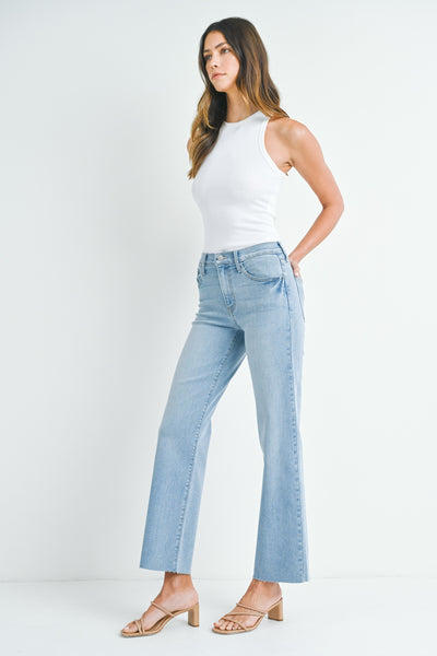 violet slim palazzo scissor cut jeans | light wash