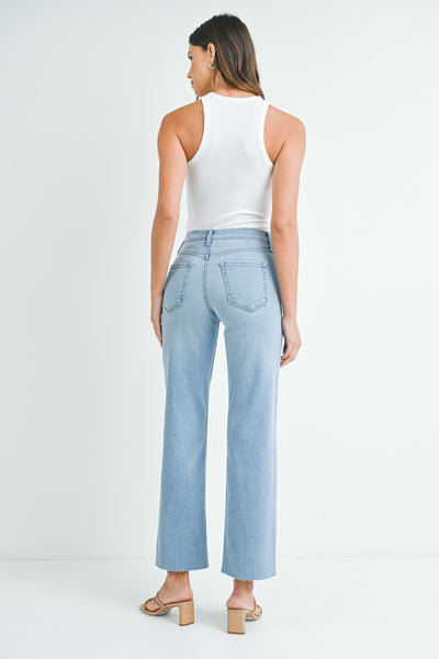 violet slim palazzo scissor cut jeans | light wash
