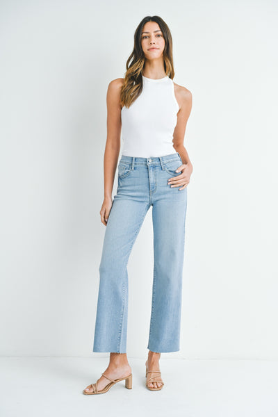 violet slim palazzo scissor cut jeans | light wash