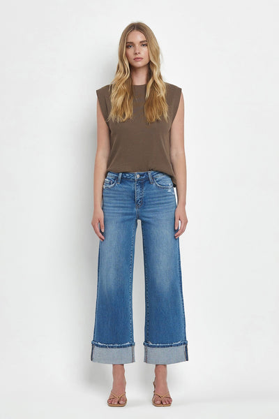 kimber high rise cuffed wide leg jeans | moorland