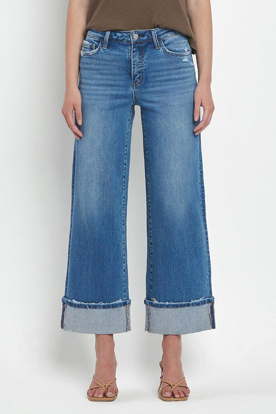 kimber high rise cuffed wide leg jeans | moorland