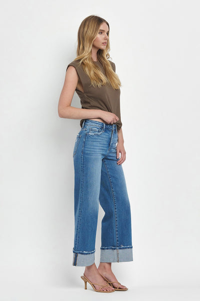 kimber high rise cuffed wide leg jeans | moorland
