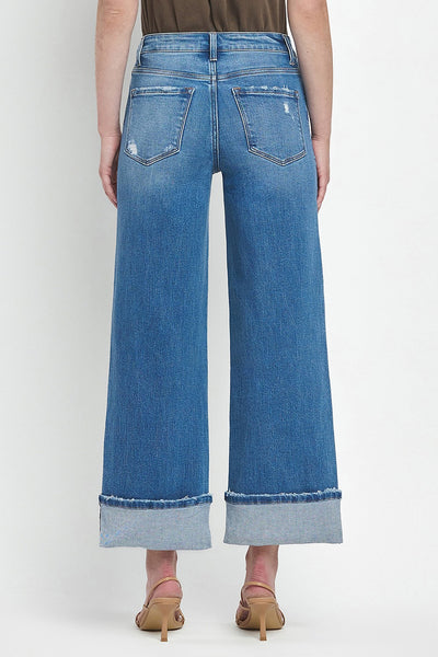kimber high rise cuffed wide leg jeans | moorland