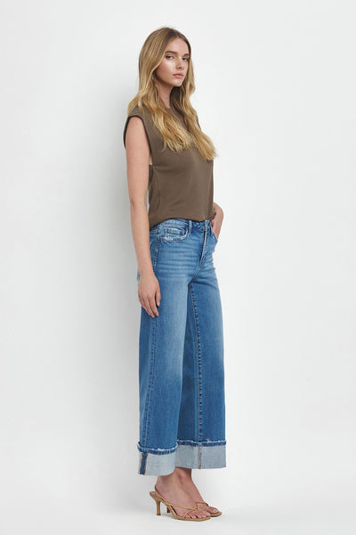 kimber high rise cuffed wide leg jeans | moorland