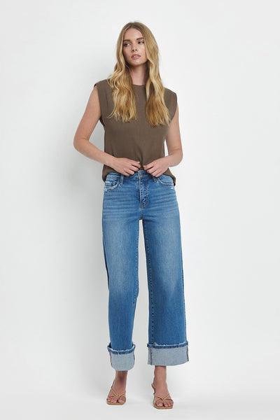 kimber high rise cuffed wide leg jeans | moorland