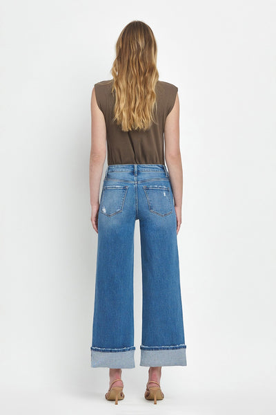 kimber high rise cuffed wide leg jeans | moorland