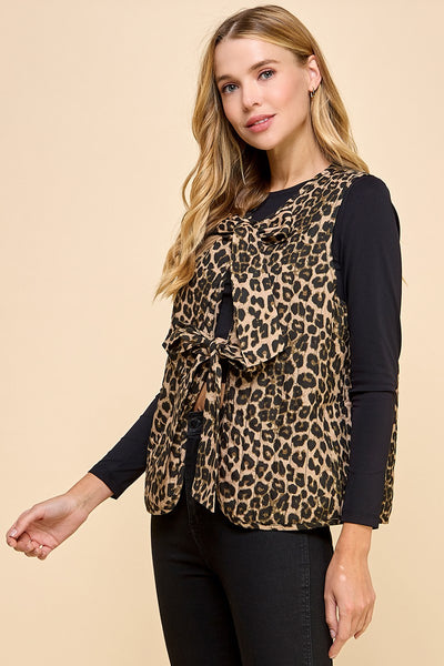 nightfall spark leopard bow tie vest | brown
