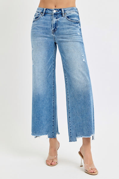 maxine high rise cropped wide leg jeans | medium wash