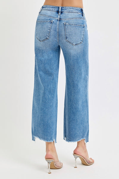 maxine high rise cropped wide leg jeans | medium wash
