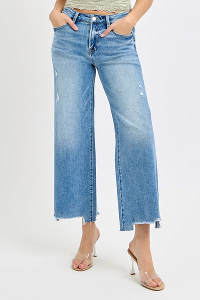 maxine high rise cropped wide leg jeans | medium wash