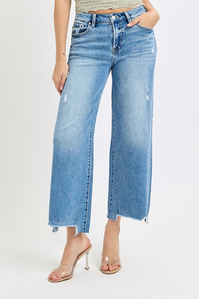 maxine high rise cropped wide leg jeans | medium wash