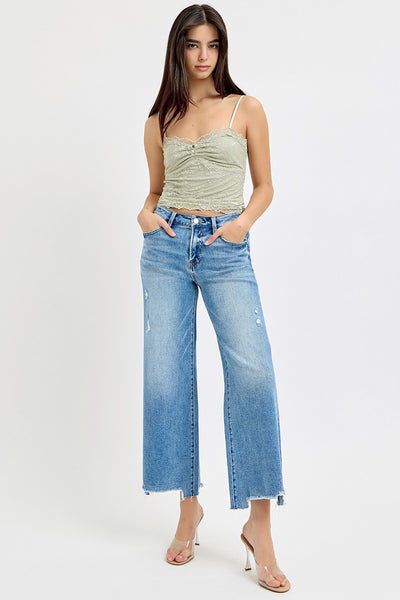 maxine high rise cropped wide leg jeans | medium wash