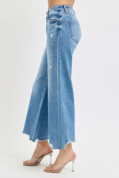maxine high rise cropped wide leg jeans | medium wash