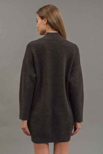 fierce mood color block sweater dress | mocha