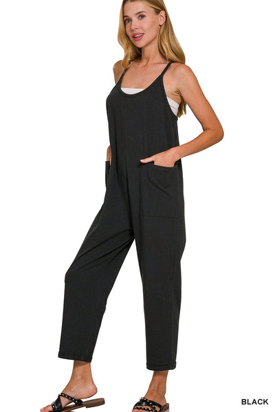staying balanced knit jumpsuit | black
