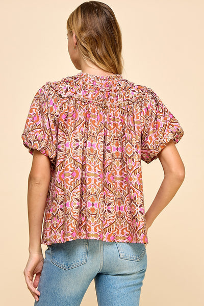 all spruced up abstract top | fuchsia