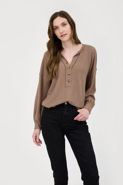 problem free half button henley | taupe