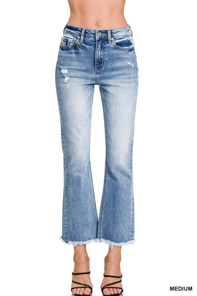 nash high rise straight leg cropped jeans | medium wash