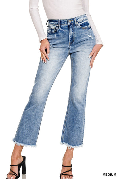 nash high rise straight leg cropped jeans | medium wash