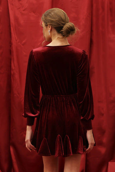 glass half full velvet mini dress | burgundy