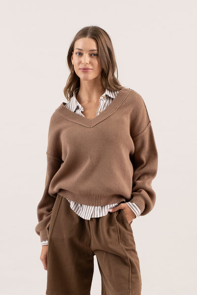 cross your mind knit sweater | mocha