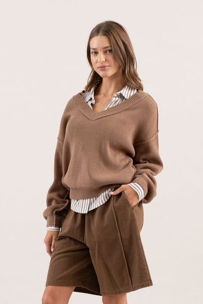 cross your mind knit sweater | mocha