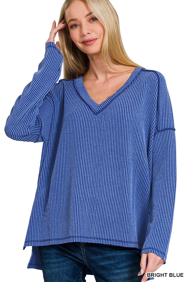 weekend activities corded long sleeve top | bright blue