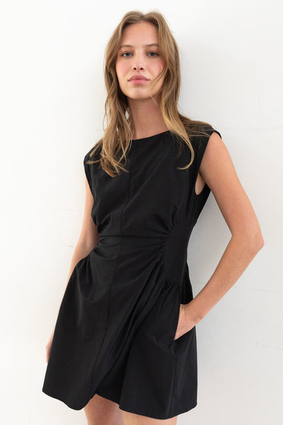 perfect fit cap sleeve mini dress | black