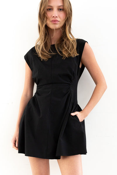 perfect fit cap sleeve mini dress | black