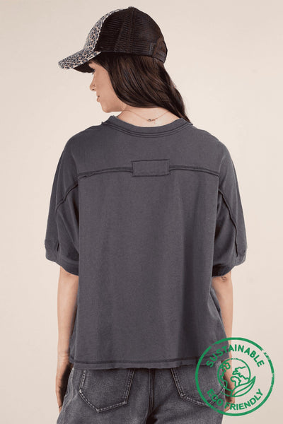 learn as you go oversized knit top | charcoal