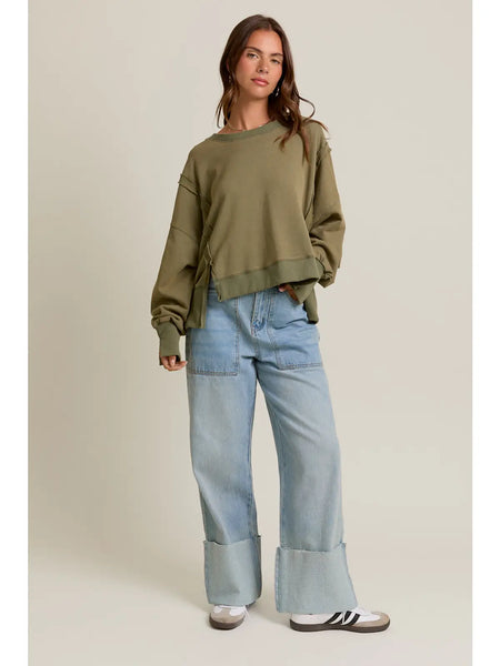 cool girl comfort cropped sweatshirt | olive