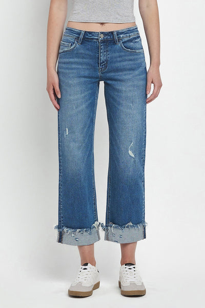 owen mid rise cuffed slim wide jeans | four season
