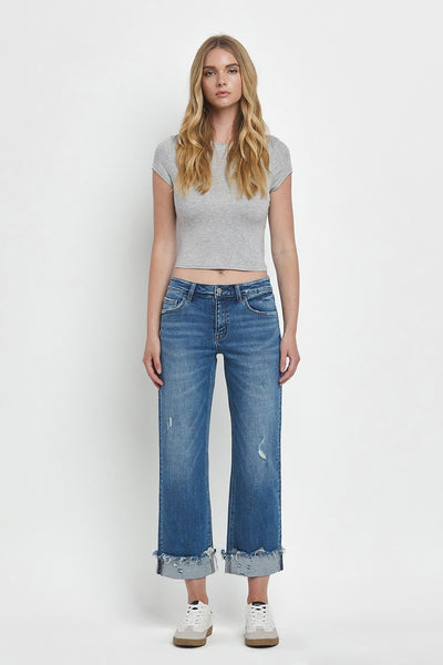 owen mid rise cuffed slim wide jeans | four season
