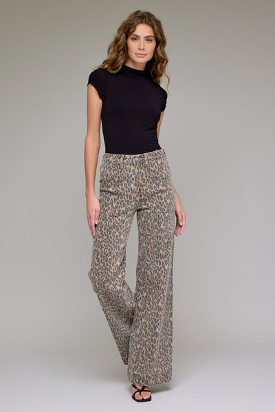 harrison high rise comfort wide leg jeans | leopard