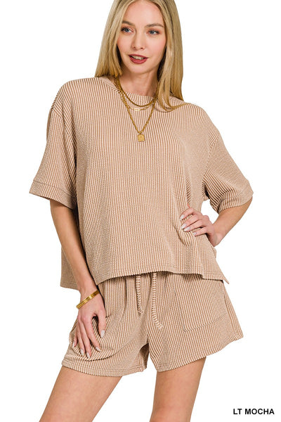 laid back livin' ribbed top | lt mocha