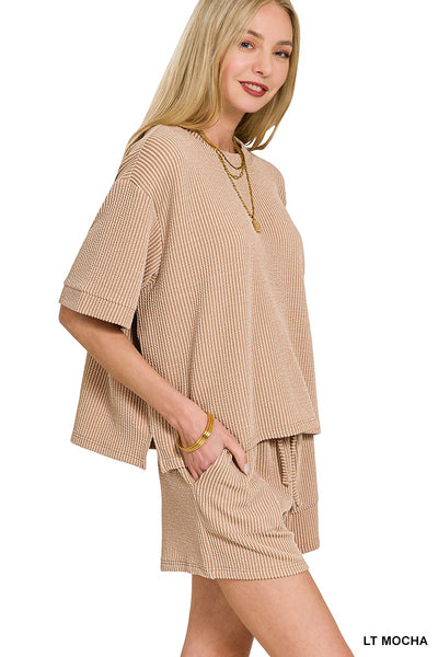 laid back livin' ribbed top | lt mocha