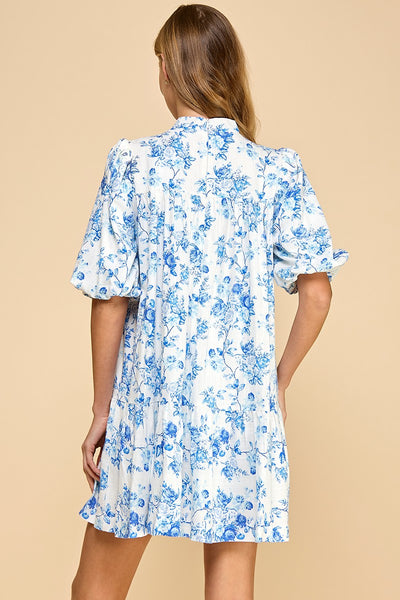power of pretty floral bow accent dress | blue