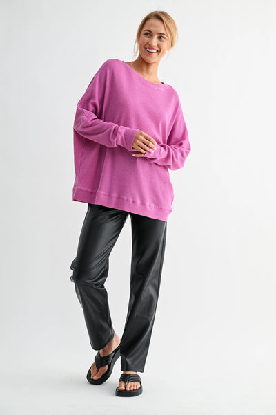 tied to perfection waffle knit top | new orchid