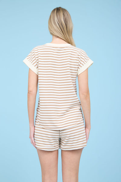 true to you striped henley + short set | sand