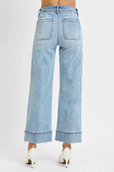 eden high rise cropped wide leg jeans | new light