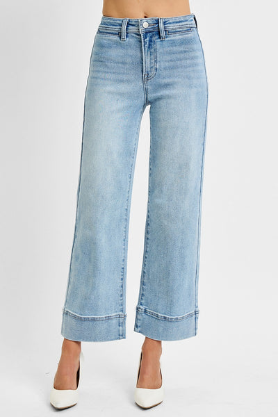 eden high rise cropped wide leg jeans | new light